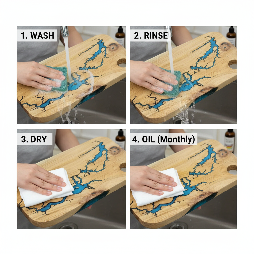 Artisan Charcuterie Board – Blue Resin Wood Serving Platter | Nav Konst Handmade Acacia Cheese Board with Sapphire Epoxy