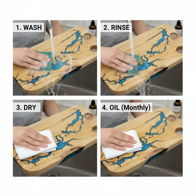 Artisan Charcuterie Board – Blue Resin Wood Serving Platter | Nav Konst Handmade Acacia Cheese Board with Sapphire Epoxy