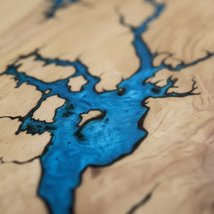 Artisan Charcuterie Board – Blue Resin Wood Serving Platter | Nav Konst Handmade Acacia Cheese Board with Sapphire Epoxy