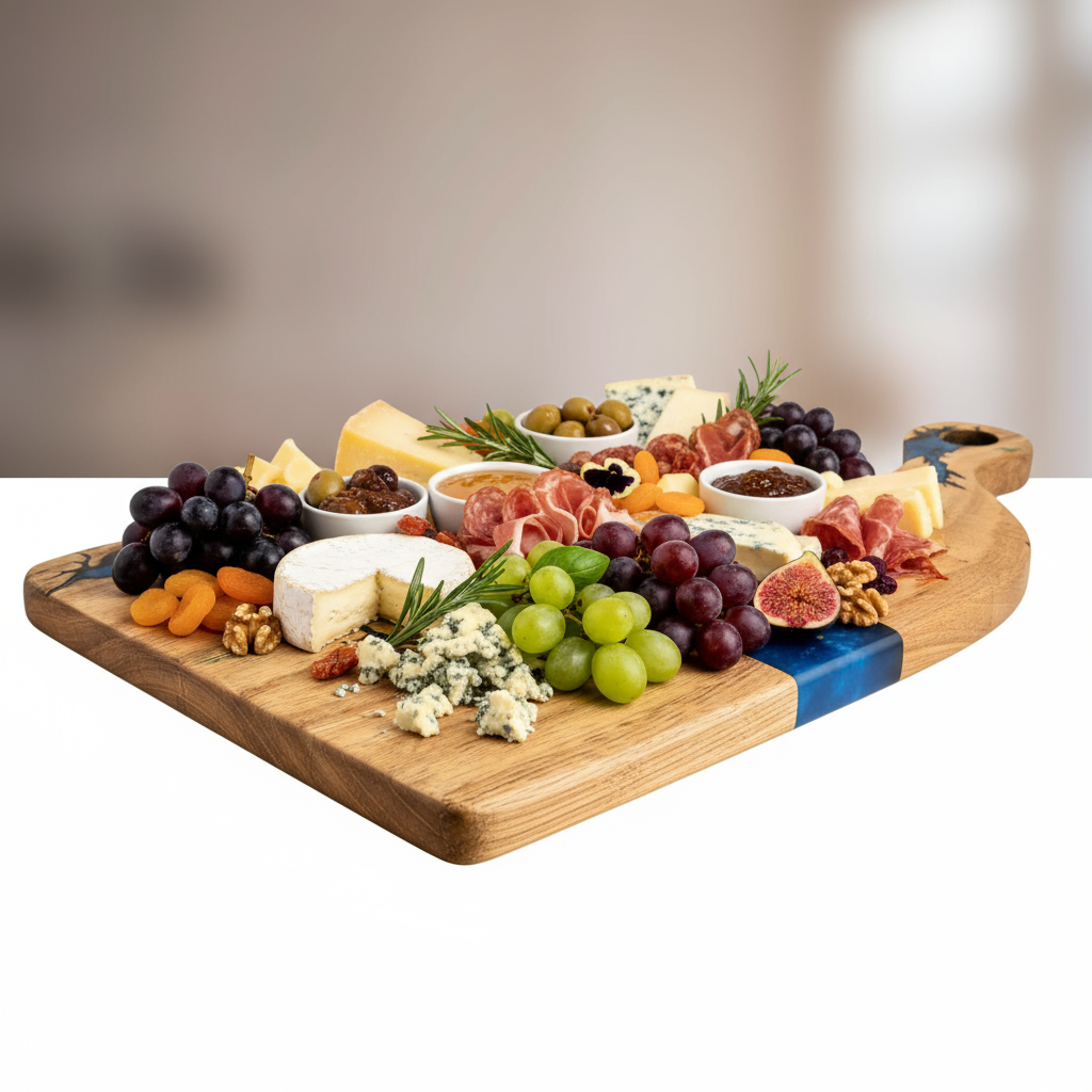 Charcuterie Board - Edge View with Food
