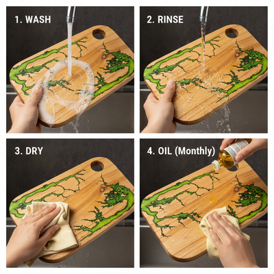 Green Epoxy Charcuterie Board 16.5×10.5 – Handmade Resin Wood Serving Platter | Nav Konst Acacia Cheese Board