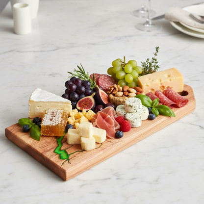 Resin Charcuterie Board 16×8 – Green Fractal Epoxy Serving Platter | Nav Konst Handmade Acacia Cheese Board