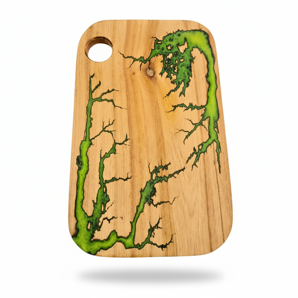 Green Epoxy Charcuterie Board 16.5×10.5 – Handmade Resin Wood Serving Platter | Nav Konst Acacia Cheese Board