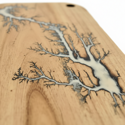 Wooden Charcuterie Board 16.5×10.5 – White Pearl Resin Serving Platter | Nav Konst Handmade Acacia Cheese Board