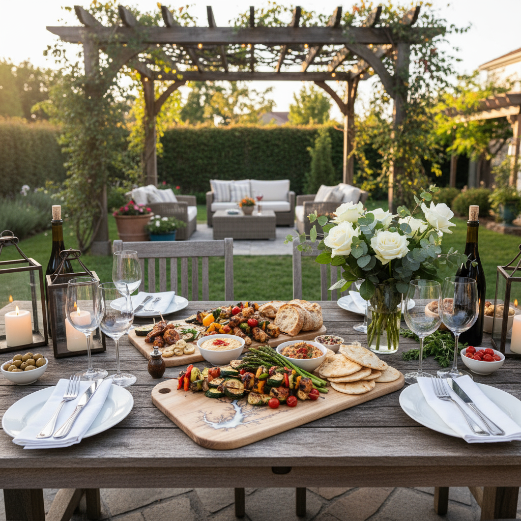 Off-White Resin Board - Backyard Dining