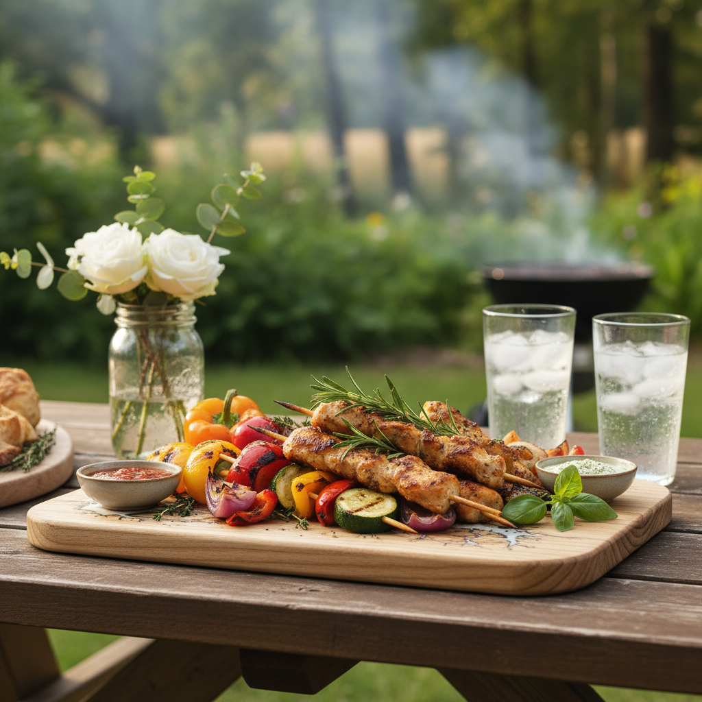 Off-White Resin Board - BBQ Food Detail