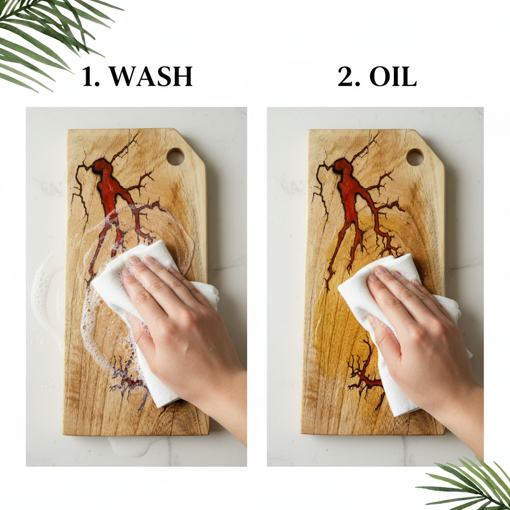 Red Fractal Board - Care Guide with Labels