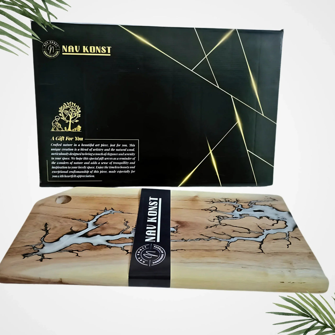 White pearl resin acacia charcuterie board 16x8 cheese platter Nav Konst